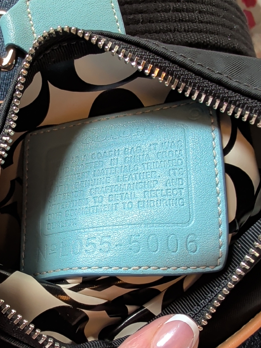 Coach Black Crossbody with Tan Trim and Light Blue Accents - Picture 3 of 9